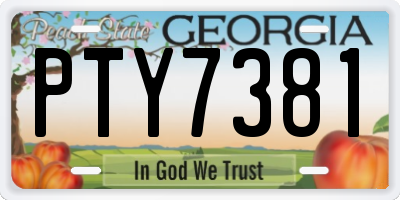 GA license plate PTY7381