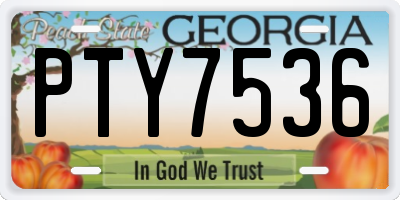 GA license plate PTY7536