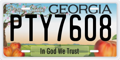 GA license plate PTY7608