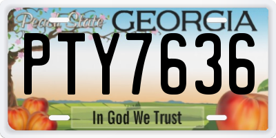 GA license plate PTY7636