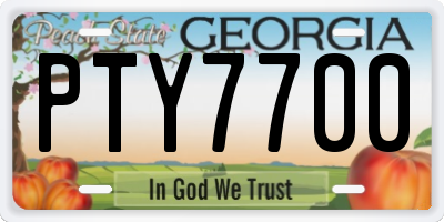 GA license plate PTY7700