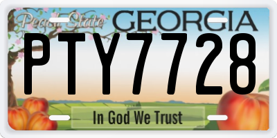 GA license plate PTY7728
