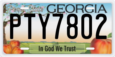 GA license plate PTY7802