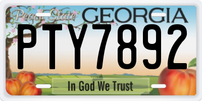 GA license plate PTY7892