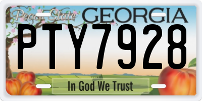 GA license plate PTY7928