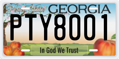 GA license plate PTY8001
