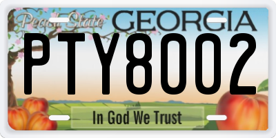 GA license plate PTY8002