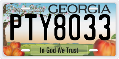 GA license plate PTY8033