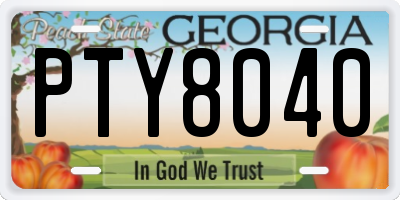 GA license plate PTY8040