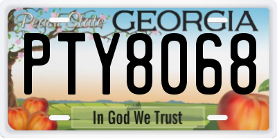 GA license plate PTY8068