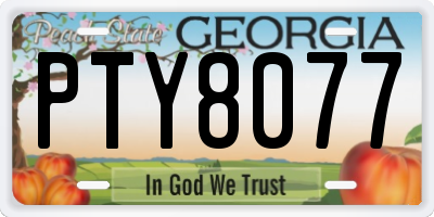 GA license plate PTY8077