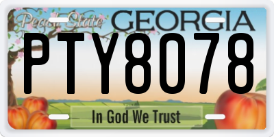 GA license plate PTY8078