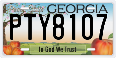 GA license plate PTY8107