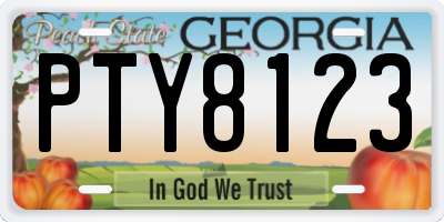 GA license plate PTY8123
