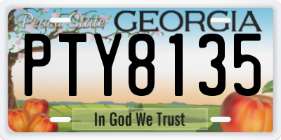 GA license plate PTY8135