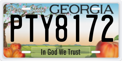 GA license plate PTY8172