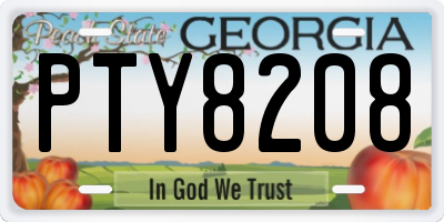 GA license plate PTY8208