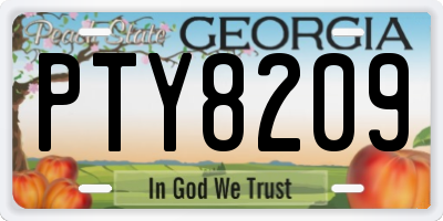 GA license plate PTY8209