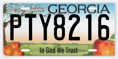 GA license plate PTY8216