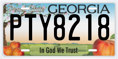GA license plate PTY8218