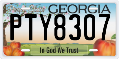 GA license plate PTY8307