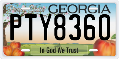 GA license plate PTY8360