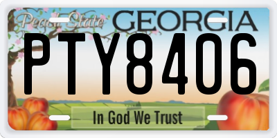 GA license plate PTY8406