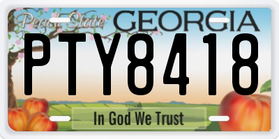 GA license plate PTY8418