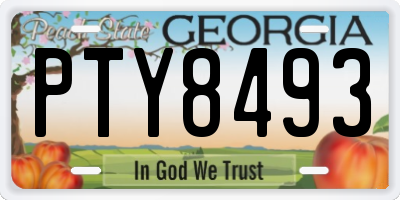 GA license plate PTY8493