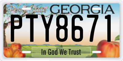 GA license plate PTY8671
