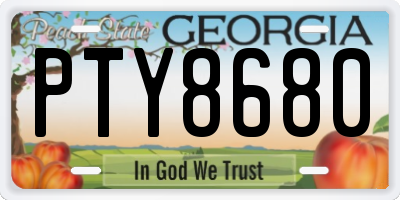 GA license plate PTY8680