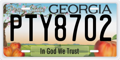 GA license plate PTY8702