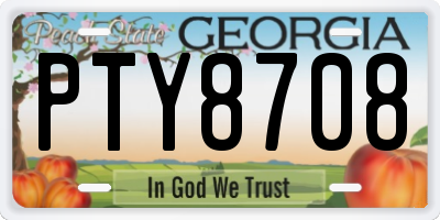 GA license plate PTY8708