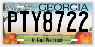 GA license plate PTY8722