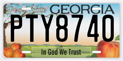 GA license plate PTY8740