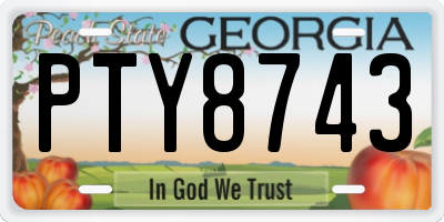 GA license plate PTY8743