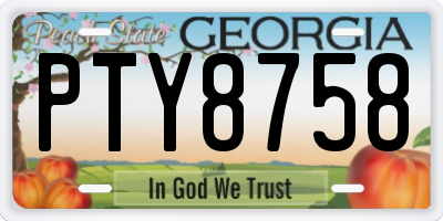 GA license plate PTY8758