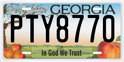 GA license plate PTY8770