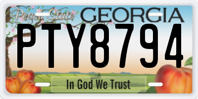 GA license plate PTY8794