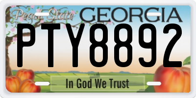 GA license plate PTY8892