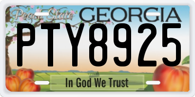 GA license plate PTY8925