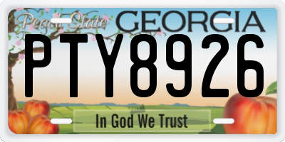 GA license plate PTY8926