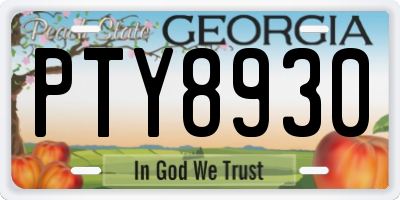 GA license plate PTY8930