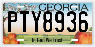 GA license plate PTY8936