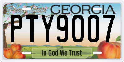 GA license plate PTY9007