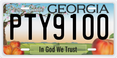 GA license plate PTY9100