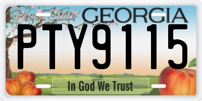 GA license plate PTY9115