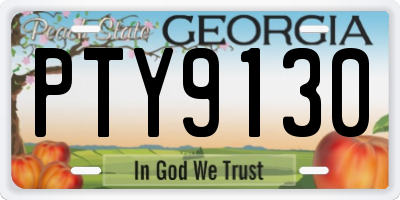 GA license plate PTY9130
