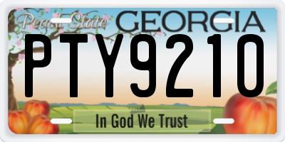 GA license plate PTY9210