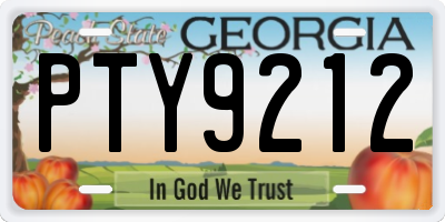 GA license plate PTY9212